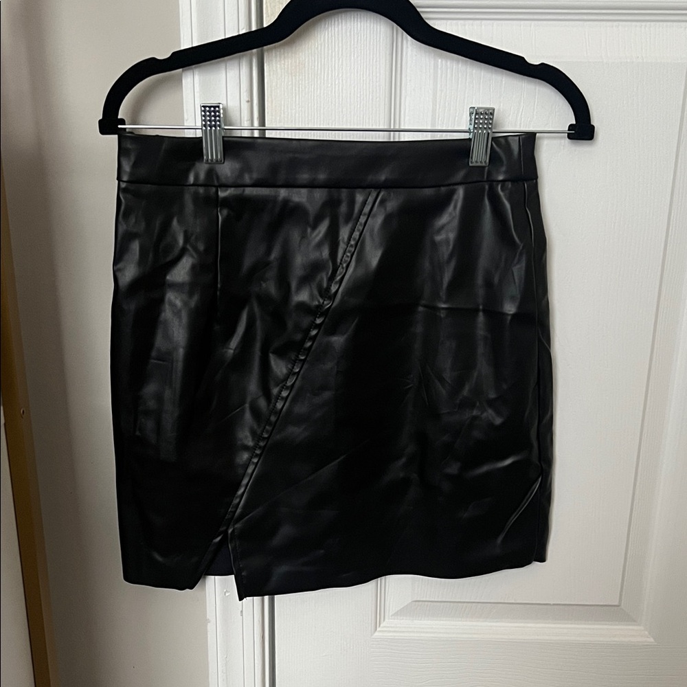 Black Faux Leather Pencil Skirt